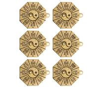 ADOCARN Keychain Charms Decorative Key Charms with Strong Three-dimensional Sense 6pcs Golden Copper Taoism Yin Yang and Manual Grinding Processing, Retro and Fashionable for Crafting