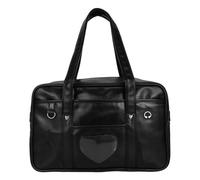 ADOCARN Laptop Bag Japanese Style Heart School Bag Waterproof Pu Large Capacity Black for School Life and Travel