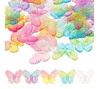 ADOCARN Mini Butterfly Ornaments 50pcs Acrylic with Lovely Appearance to Hands-on Ability Random Color for Crafts and Jewelry Making and Phone Case Decoration