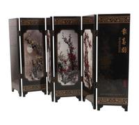 ADOCARN Mini Folding Screen Divider Decorative Wooden Screen Model with Antique Design and Vintage Style for Living Rooms and Other Settings Elegant Traditional Ornament