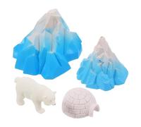 ADOCARN Mini Igloo Model Figurine Set Polar Bear Lifelike House Decoration for Kids 4pcs Micro Landscape Toys for Dollhouse