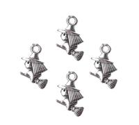 ADOCARN Pendants Gothic Style Antique Silver Silver DIY Alloy 40pc Witch Shape Charms Necklace Making, Mini Witch Shape Pendants with Jewellery Accessories for Womens