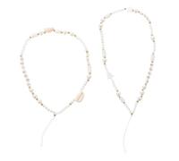 ADOCARN Phone Charm with Bohemian Style Shell and Beaded Chain, 2Pcs Mobile Phone Hanging Accessory for Anti-Lost Wrist Strap