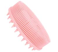 ADOCARN Pink Silicone Bath Brush for Adults and Babies, Dual-Sided Massage and Cleaning Body Scrubber with Soft Silicone Bristles, Suitable for Shower and Bath Use