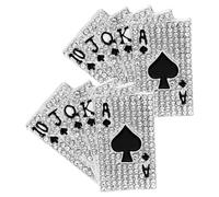 ADOCARN Playing Card Brooch Pins Cute and Unique Hip Hop Style 2pcs for Women and Men, Silver Alloy Material with Rhinestones Lapel Pins for Decorating Clothes and Fixing Shawls
