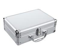 ADOCARN Portable Aluminium Flight Case Tool Box in Silver, Sturdy Aluminum Alloy Briefcase for Small Cameras and Cash, Hard Metal Carrying Case with Handle for Transportation,