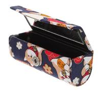 ADOCARN Portable Blue Lipstick Storage Case with Mirror Mini Pu Lipstick Holder for Women Japanese Style for Purse and Travel