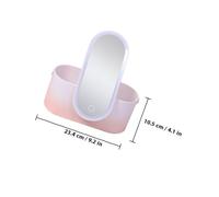 ADOCARN Portable Makeup Organizer Box with LED Light, Pink Gradient Travel Cosmetic Case with Rotatable Handheld Mirror, Makeup Storage and Jewelry Holder for Women