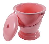 ADOCARN Portable Plastic Spittoon with Cover and Non-Slip Base, Labour-Saving Chamber Pot for Old People, Red Pp Plastic Urinal Pail Pot Suitable for Home Use