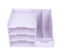 ADOCARN Practical Multi-layer File Rack Desktop File Holder Office Storage Organizer Pvc Material and White Colour Suitable for School Dorm and Study Room