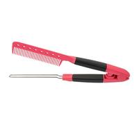ADOCARN Professional V-Shaped Hair Straightener Comb for Straightening and Styling Foldable Hair Straightening Tool in Rose Red