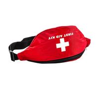 ADOCARN Red Hiking First Aid Kit with Waterproof Nylon Material and Multiple Compartments, Convenient to Carry Trauma Bag Waist Pack for Outdoor Activities and Emergency Use