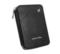 ADOCARN RFID Passport Holder Travel Wallet for International Trips with Zipper Secure Pu Leather Material Multiple Compartments Sleek Minimalist Design Convenient Portability for Families