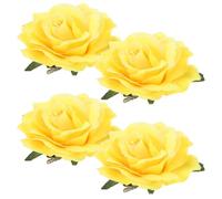 ADOCARN Rose Vivid Cloth Brooch Hairpin Yellow Elegant 4pcs Set DIY Accessory and Holiday Super Beautiful Floral Design Ladies Hawaii Vacation and Travel