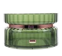 ADOCARN Rotating Cosmetic Storage Box with 360 Degree Spin Green Pet Material Desktop Drawer Organizer for Makeup Tables and Closets Simple Storage and Easy to Use