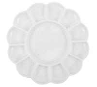 ADOCARN Round Porcelain Watercolor Mixing Palette 13-Well Ceramic Paint Tray for Color Mixing Painting Palette for Professional Artists and Art Students White