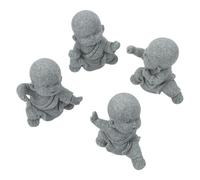 ADOCARN Sandstone Shaolin Kung Fu Monk Statue Home Decor Ornament, Grey Zen Garden Buddha Sculpture for Desktop Meditation, Chinese Style Tabletop Figurine for Feng Shui