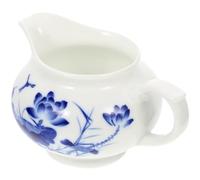 ADOCARN Sauce Boat Ceramic Blue and White Porcelain Gravy Container with Handle Traditional Floral Design for Everyday Use and Storing Yogurt