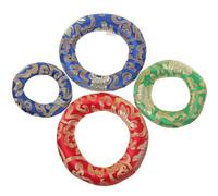ADOCARN Set of 4 Meditation Cushions for Singing Bowls, Elegant Chinese Style Embroidered Ring-shaped Cotton Cloth Pads, Decorative Singing Bowl Cushions with Promising Cloud Color