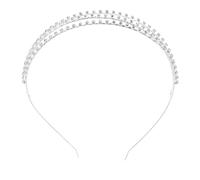 ADOCARN Silver Rhinestone Hair Band Handmade Three-layer Crystal Headband for Women Wedding Party Hair Accessory Elegant Bridal Headdress