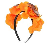 ADOCARN Skull with Orange Plastic Material Easy and Cloth Not to Halloween Rose Headband Deform for Fade Party Themed Party and Photo with Family or Friends