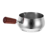 ADOCARN Small Stainless Steel Sauce Cup with Wooden Handle Multipurpose Condiment Bowl for Steak Sauces Tomato Salad Dips and Home Restaurant Use Comfortable Anti-Slip Grip