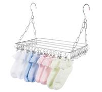 ADOCARN Stainless Steel Sock Hanger Organizer with 36 Clips Silver