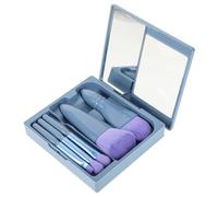 ADOCARN Travel Makeup Brush Set in Portable Case with Soft Bristles and Built-in Mirror Versatile Beauty Tools with Polyester Fiber and Stylish Design for On-the-go Touch-ups
