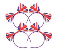 ADOCARN Uk Flag Bow Headbands with Bowknot 4pcs for Women, National Flag Hairbands Decorative Union Jack Hair Accessories for Football Fans and Festival Parties