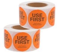 ADOCARN Use First Inventory Labels for Restaurant Food Storage, Adhesive Round Stickers 38x38mm Orange, 2 Rolls 500 Food Label Stickers Each for Stock Control and Date Marking