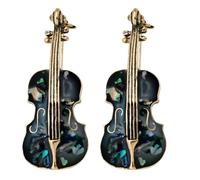 ADOCARN Violoncello Wear Delicate Design Material Resistant Black Colour 2pcs Brooch Pin Alloy and Shell Anniversary and Ceremonies, Vintage Accessory for Women Clothing