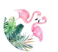 ADOCARN Waterproof Self Adhesive Round Tile Sticker with Creative Flamingo Design for Decoration and Closet Use, Non-Slip PVC Floor and Wall Decal, for Bathroom and Home