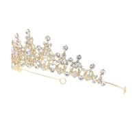 ADOCARN Wedding Tiara Crown Rhinestone Bridal Headband with Comb, Small Kc Gold White Crystal Crown for Bride, Wedding and Birthday Hair Accessory for Women
