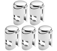 ADOCARN Wine Bottle Stoppers Silver Finish Stainless Steel 5pcs with Silicone Seal, Easy to Operate and Not Easy to Deform for Parties and Bars