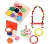 ADOCARN Wooden Parrot Training Set and Satisfying Chewing Instinct Strengthening Relationship 4 Sets and Interactive Play Random Color for Birds and Parrots