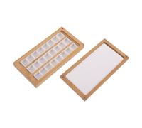 ADOCARN Wooden Watercolor Palette Set Featuring Sturdy Structure with 24 Half Pans and 24 Compartments, 2ml Capacity Watercolour Mixing Tray and Compact Portable Design for Creative