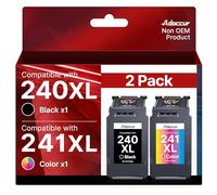 Adoccur PG-240 XL/CL-241 XL Ink Cartridges Compatible with Canon 240XL 241XL Combo Pack 240 241 Ink for Canon PIXMA MG3600 MG3620 TS5120 MX472 Printer Ink, 1 Black, 1 Color (2P)