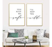AdoDecor 2 Panel Canvas Wall Art,Wall Canvas, Love Couple Quotes Pictures for Bedroom Walls, You Keep Me Safe I'll Keep You Wild Prints Wall Painting for Living Room(Unframed)