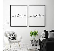 AdoDecor Canvas prints Wall Art Inhale Exhale Signs Canvas Painting Black White Painting Pilates Gifts Posters And Prints Wall For Living Room 50x72cmx2 Unframed
