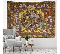 AdoDecor Tapestry Tibetan Thanga Buddhist Artist Wall Hanging Demon Reincarnation Pattern Home Decor 150x100cm