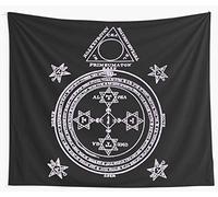 AdoDecor Tapestry Wall Hanging King Solomon's Magic Circle Print Tapestries Traveling Camping Yoga Home Decoration Black Fabric Mandala Multifunctional Wall Hanging