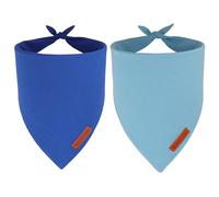 ADOGGYGO 2 Pack Blue Dog Bandanas, Soft Cotton Solid Color Pet Triangle Scarf, Adjustable DIY Blue Boy Birthday Bandanas for Extra Large Dogs (X-Large)