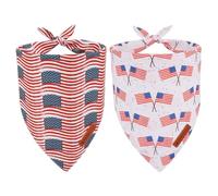 ADOGGYGO American Flag Dog Bandana 2 Pack, Reversible White Red USA Flag Pet Scarf Bib, Adjustable Fit 4th of July Bandanas for Extra Large Dogs Pets (X-Large)