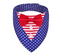 ADOGGYGO American Flag Dog Tuxedo Bandana, Red Blue Pet Tux with Bowtie Adjustable 4th of Julty Bandana Costume for Large Dogs Pets (L)