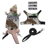 ADOGGYGO Bearded Dragon Harness Leash Set, Lizard Clothe Costume Adjustable Reptile Harness with 5ft Leash for Bearded Dragon Lizard Walking Outdoor (Camo-1, Small)