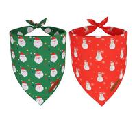 ADOGGYGO Christmas Dog Bandanas 2 Pack, Reversible Santa Snowman Xmas Pet Scarf Bib, Adjustable Fit Red Green Christmas Bandana for Small Dogs (Small)