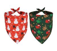 ADOGGYGO Christmas Dog Bandanas 2 Pack, Reversible Snowman Hoho Pattern Xmas Scarf, Premium Fabric, Adjustable Fit Red Green Christmas Bandanas for Medium Large Dogs (Large)