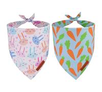 ADOGGYGO Easter Dog Bandanas 2 Pack, Reversible Bunny Carrot Print Puppy Scarf, Premium Fabric, Adjustable Fit Easter Bandana for Extra Large Dogs (X-Large)