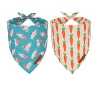 ADOGGYGO Easter Dog Bandanas 2 Pack, Triangle Reversible Rabbit Carrot Pet Scarf, Premium Durable Fabric, Easter Bandana for Large and Extra Large Dogs (X-Large)
