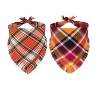 ADOGGYGO Fall Dog Bandana with Tassels Edges, Stylish Orange Plaid Pet Scarf, Multiple Size, Thanksgiving Halloween Fall Bandanas for Extra Large Dogs (X-Large)